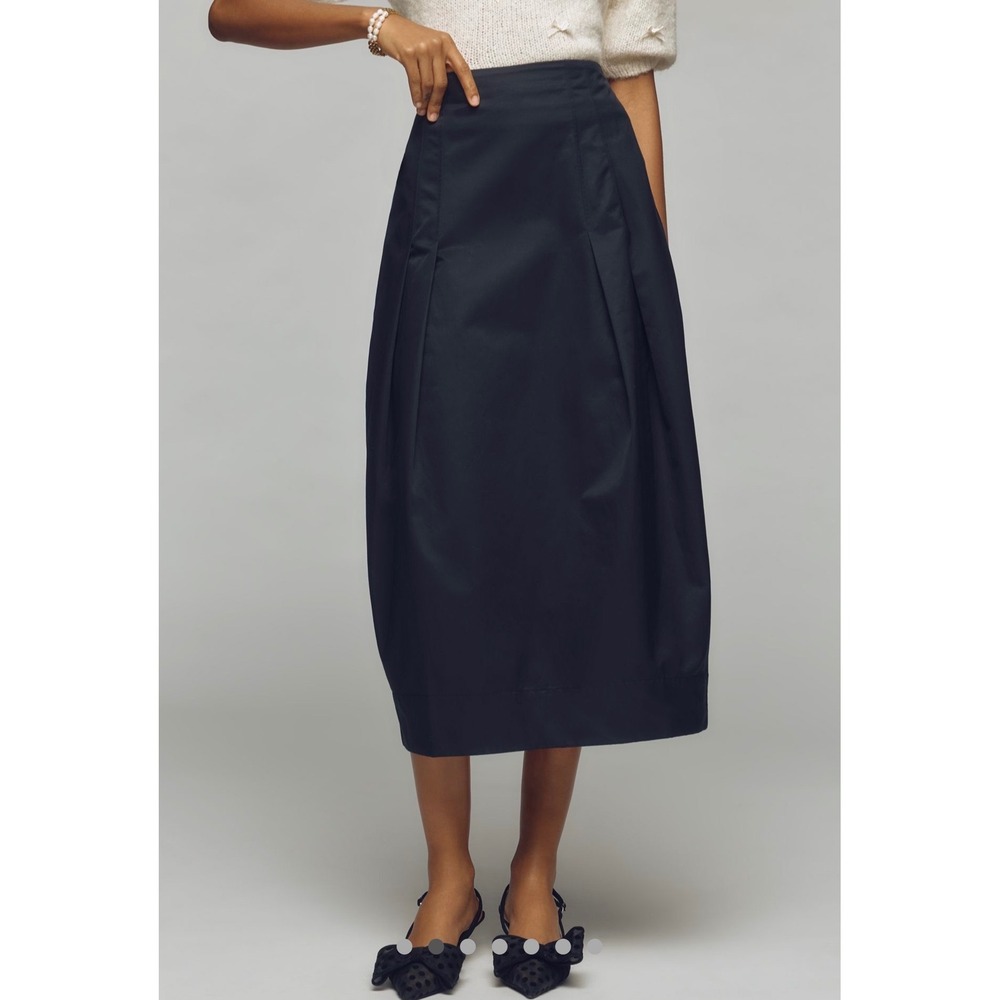 Maeve Anthropologie Black Oversized Bow structured pencil Midi Skirt Size 14 NWT - Picture 3 of 11